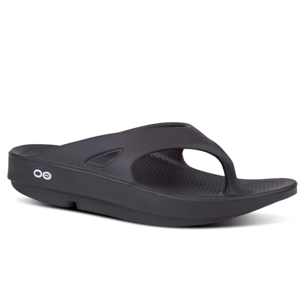Oofos Ooriginal Thong Sandals Black Recovery Slides‎ Mens 13 EU 46